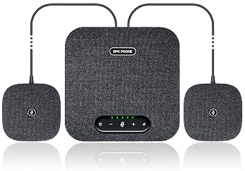 Conference Speaker and Microphone, Bluetooth/USB Speakerphone with 2 Expansion Mics, 360 Enhanced Voice Pickup, Noise Reduction Conference Microphone for Large Conference Room with up to 20 People