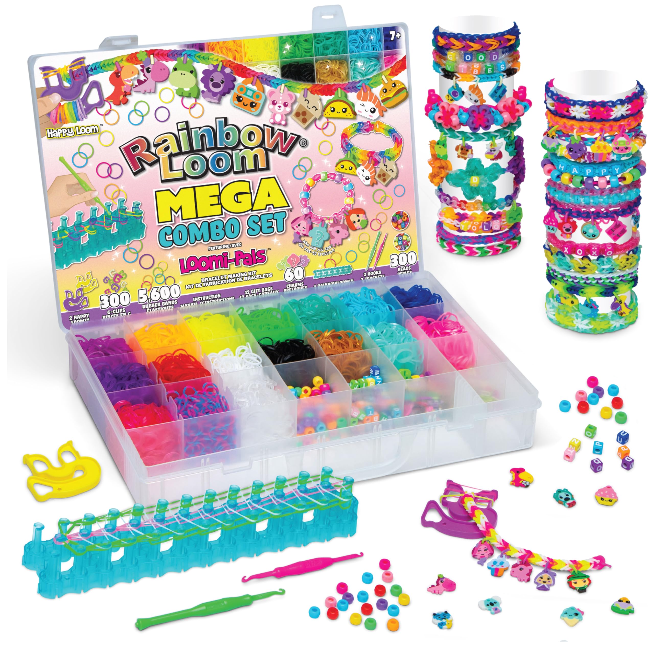 Besties Loomi-Pals Mega Combo Loom Band Kit | Rubber Band Bracelet Kit with Charms, and Elastic Bands Childrens Jewellery Making Kits Make Great Gifts for Kids Age 7+