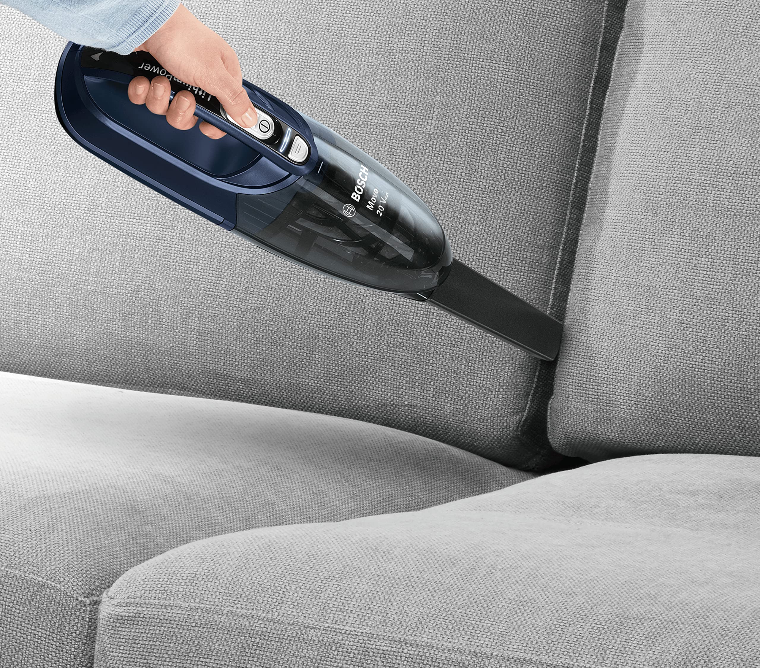 Bosch Electroménager BHN20L, aspirateur à Main, léger et Compact, sans Fil avec Batterie Lithium-ION Rechargeable, autonomie de 45 Min, 2 Vitesses, 20V, Bleu