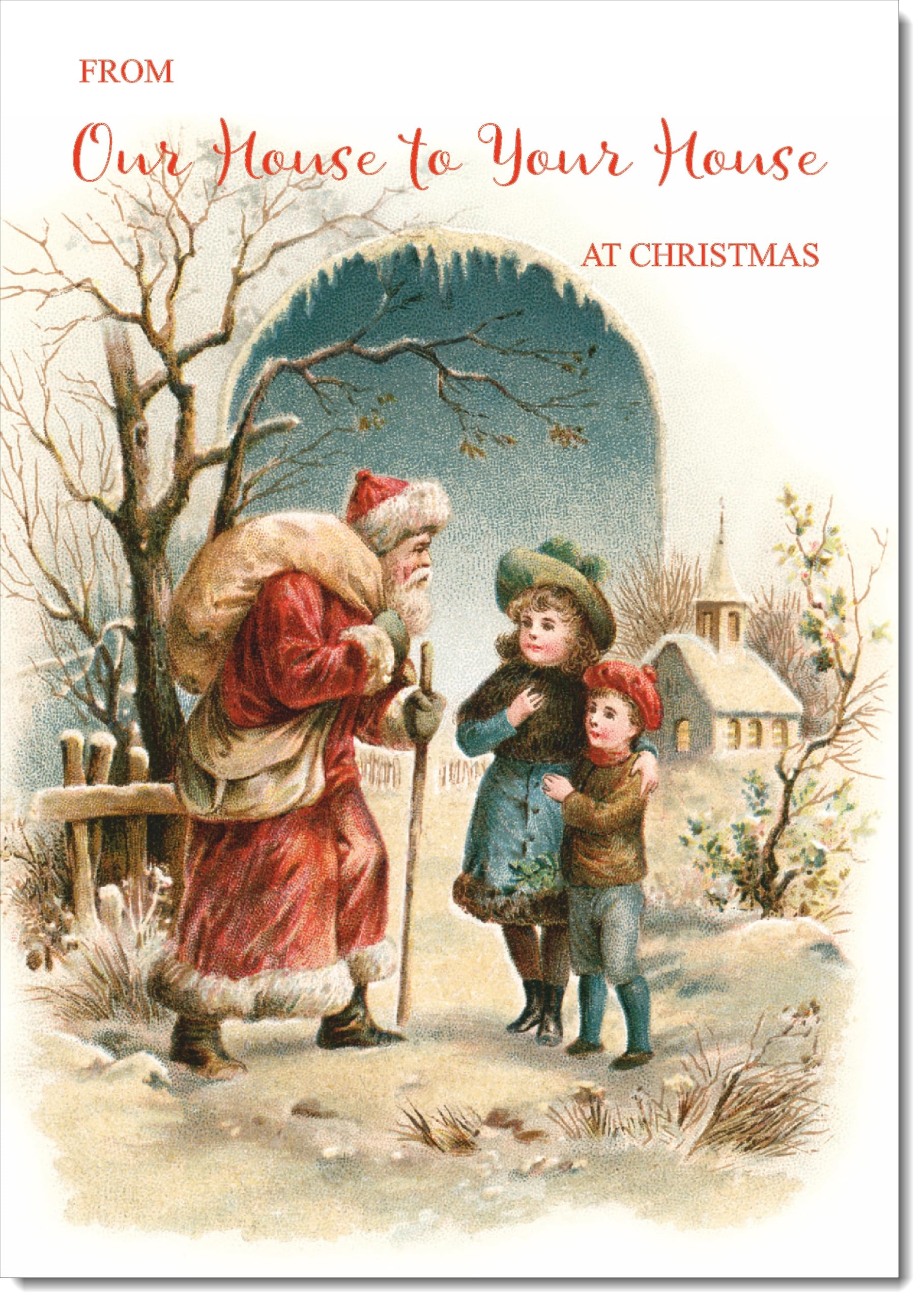doodlecards House To House Christmas Card Victorian Style Large A4 Size Christmas Card for House To House with Plain Envelope — image 1