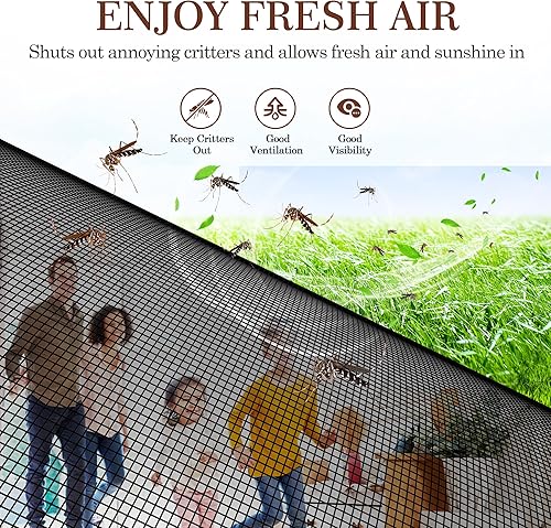 Miniatura 6 de Yotache - Puerta mosquitera magnética estrecha para puerta de 26 x 78 pulgadas, tamaño de malla de 28 x 79 pulgadas, malla de fibra de vidrio Negro