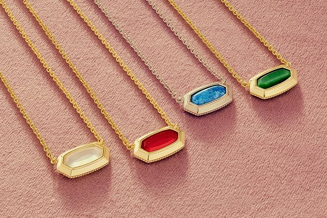 Kendra Scott Elisa Bezel Short Pendant Necklace, Fashion Jewelry for Women