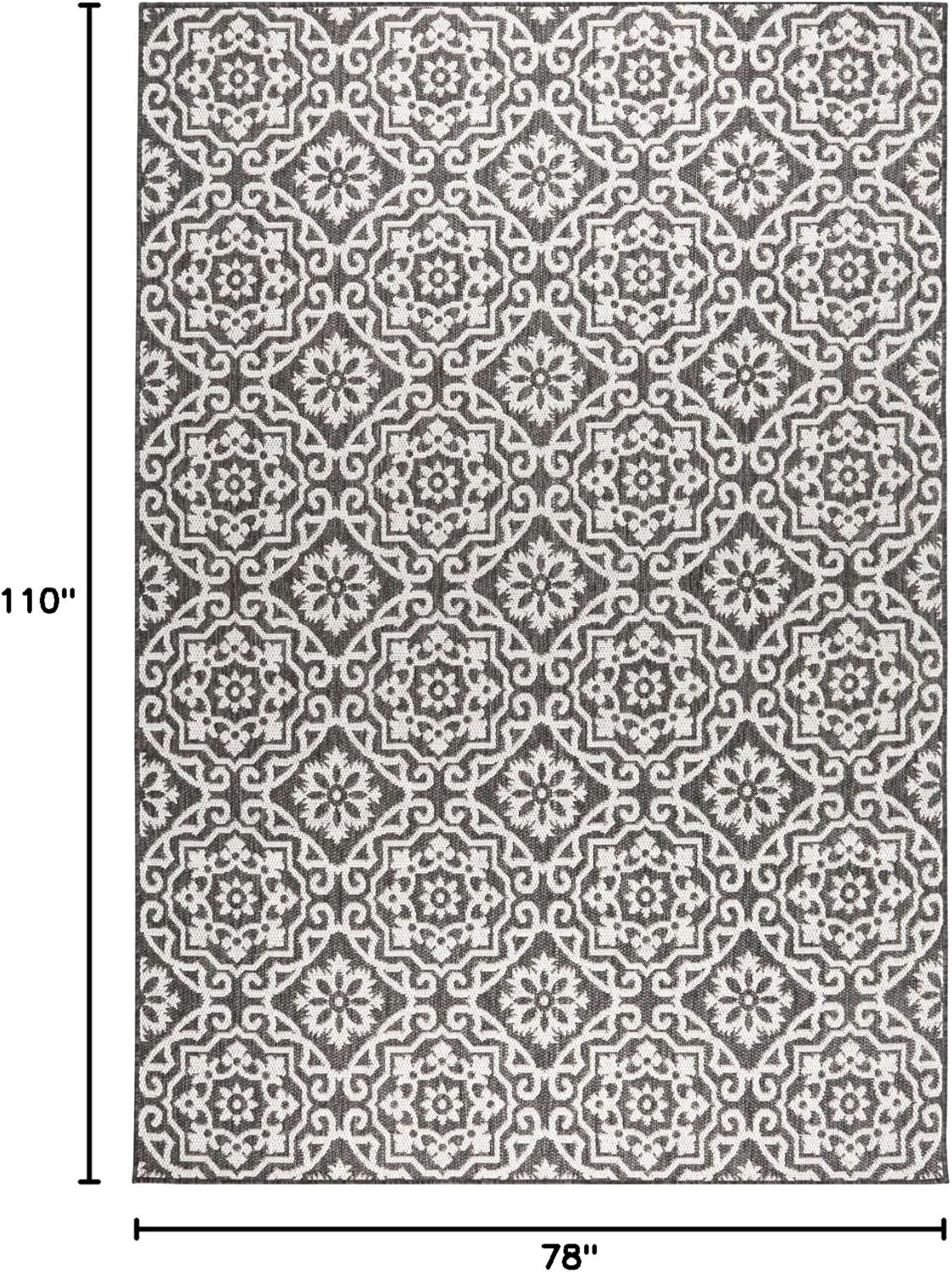 Black and Gray Medallion Synthetic 6' x 9' Easy-Care Area Rug