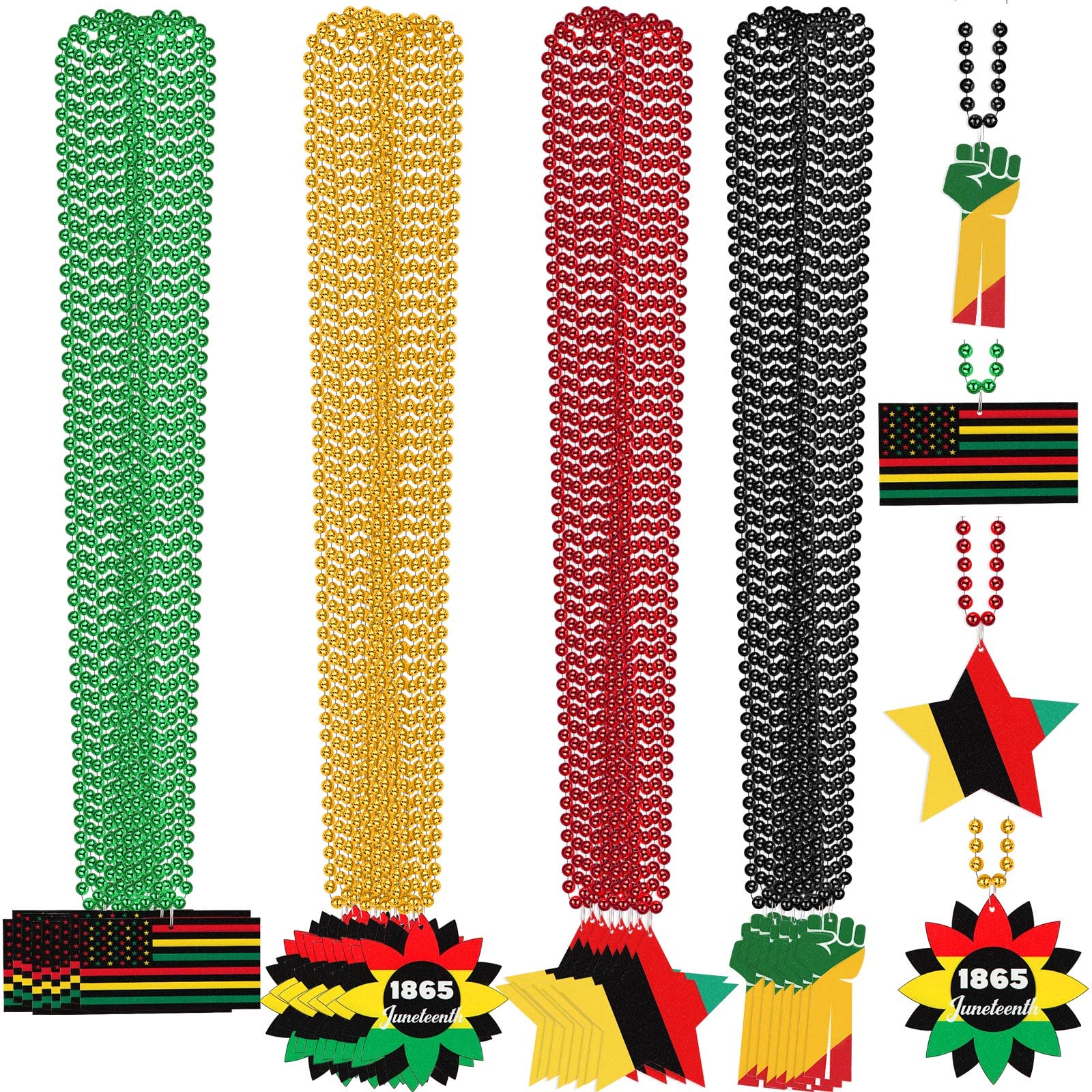 Batiyeer Black History Month Beaded Necklace African Accessories Mardi Gras Metallic Necklace for Black History Month Africa Party Favor Decoration(48