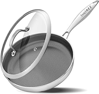Inqibee 12 Inch Hybrid Nonstick Frying Pan with Lid, Tri-ply Stainless Steel Skillet with Lid, Induction Compatible, PFOA Price In India