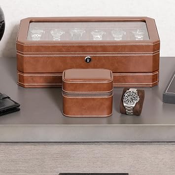 ROTHWELL 2 Watch Travel Case Storage Organizer for 2 Watches | Tough Portable Protection w/Zipper Fits All Wristwatches & Smart Watches Up to 50mm