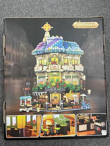 Miniatura 11 de Flower Cafe - Juego de construcción de casa con luces, 1876 piezas, modelo de construcción de City Street Corner Shop, kit de bloques de