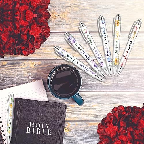 Miniatura 7 de 60 bolígrafos cristianos para mujer, a granel, versículos bíblicos, bolígrafos de tinta floral, citas inspiradoras religiosas, bolígrafo de verano,