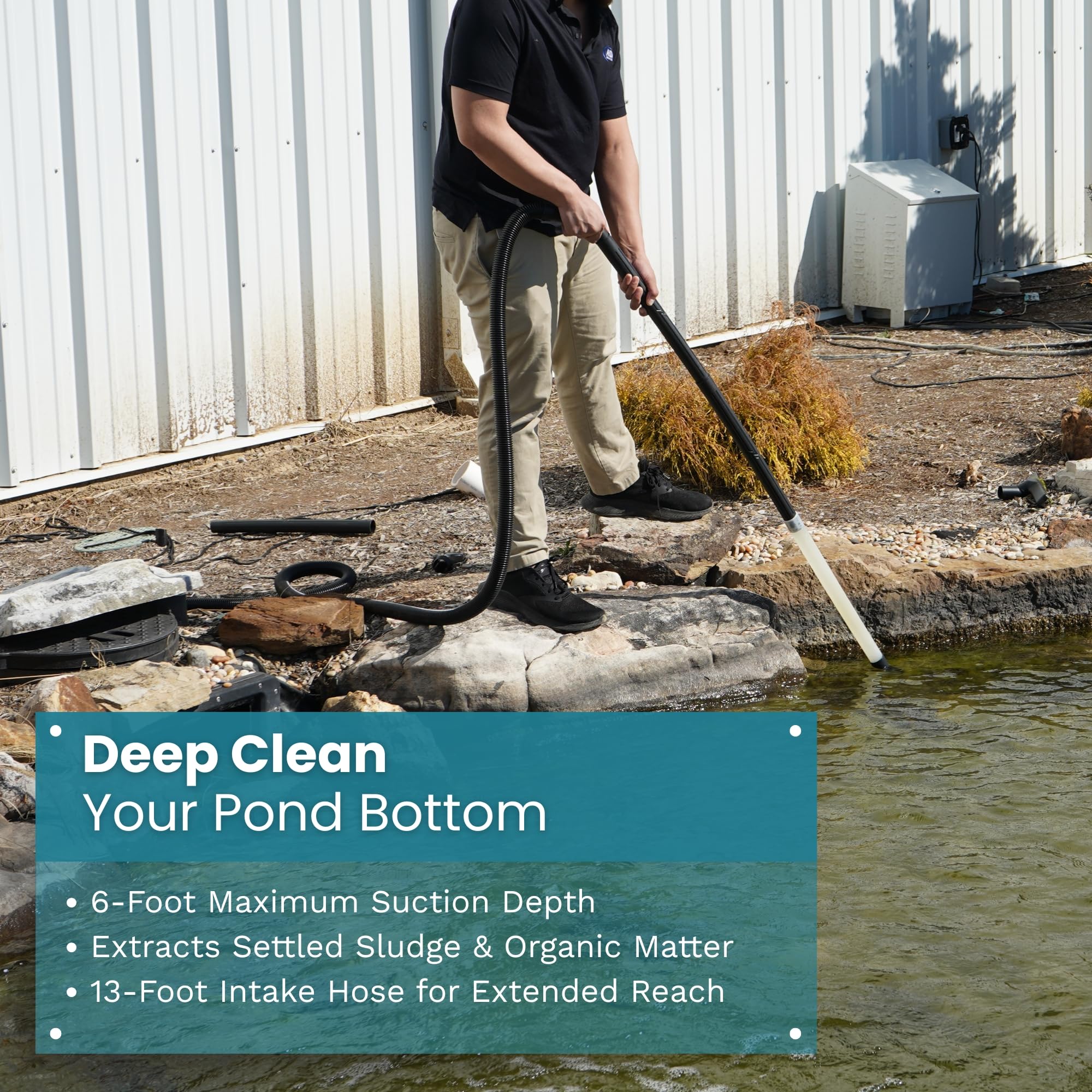 Half Off Ponds CleanSweep 1400 - Aspirapolvere per laghetto con tubo di aspirazione da 33 cm, 4 tubi di prolunga, 3 ugelli di aspirazione, un tubo di uscita da 1,8 m e un sacchetto di raccolta detriti