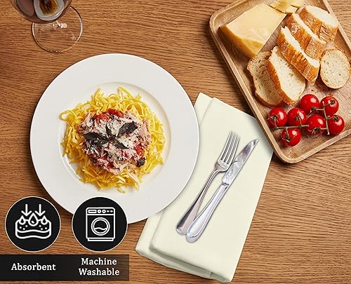 Miniatura 5 de Ruvanti Juego de 12 servilletas de tela, 18 x 18 pulgadas, lavables, suaves, duraderas, absorbentes, mezcla de algodón, para hotel, almuerzo,