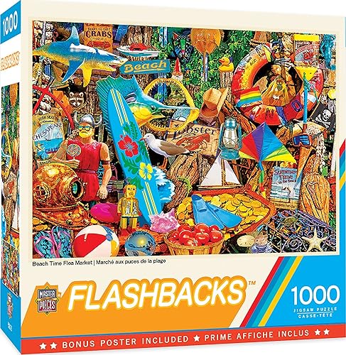 MasterPieces Rompecabezas de 1000 piezas para adultos, familia o niños, mercado de pulgas de tiempo de playa, 19.25 x 26.75 pulgadas