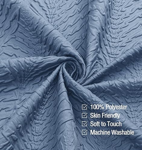 Miniatura 4 de Gibelle Cortina de ducha para baño, cortina de ducha de tela texturizada en relieve 3D, moderno juego de cortina de ducha de tela suave con ganchos,