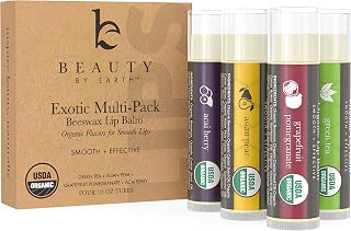 Organic Lip Balm - Natural Lip Balm, Lip Moisturizer, Lip Treatment for Dry Lips, Lip Care Gifts for Women or Men, Lip Repair, Organic Chapstick for Soft Lips, Stocking Stuffers (Multi-Flavored, 4 Count)