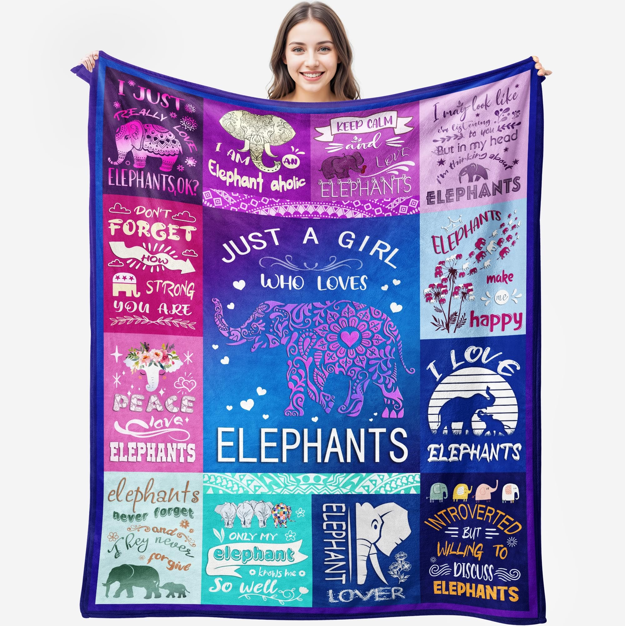 Elephant Blanket Ultra Soft Flannel Throw Blanket Lightweight Cozy Plush Blanket for Elephant Gifts for Lovers 50"X40"