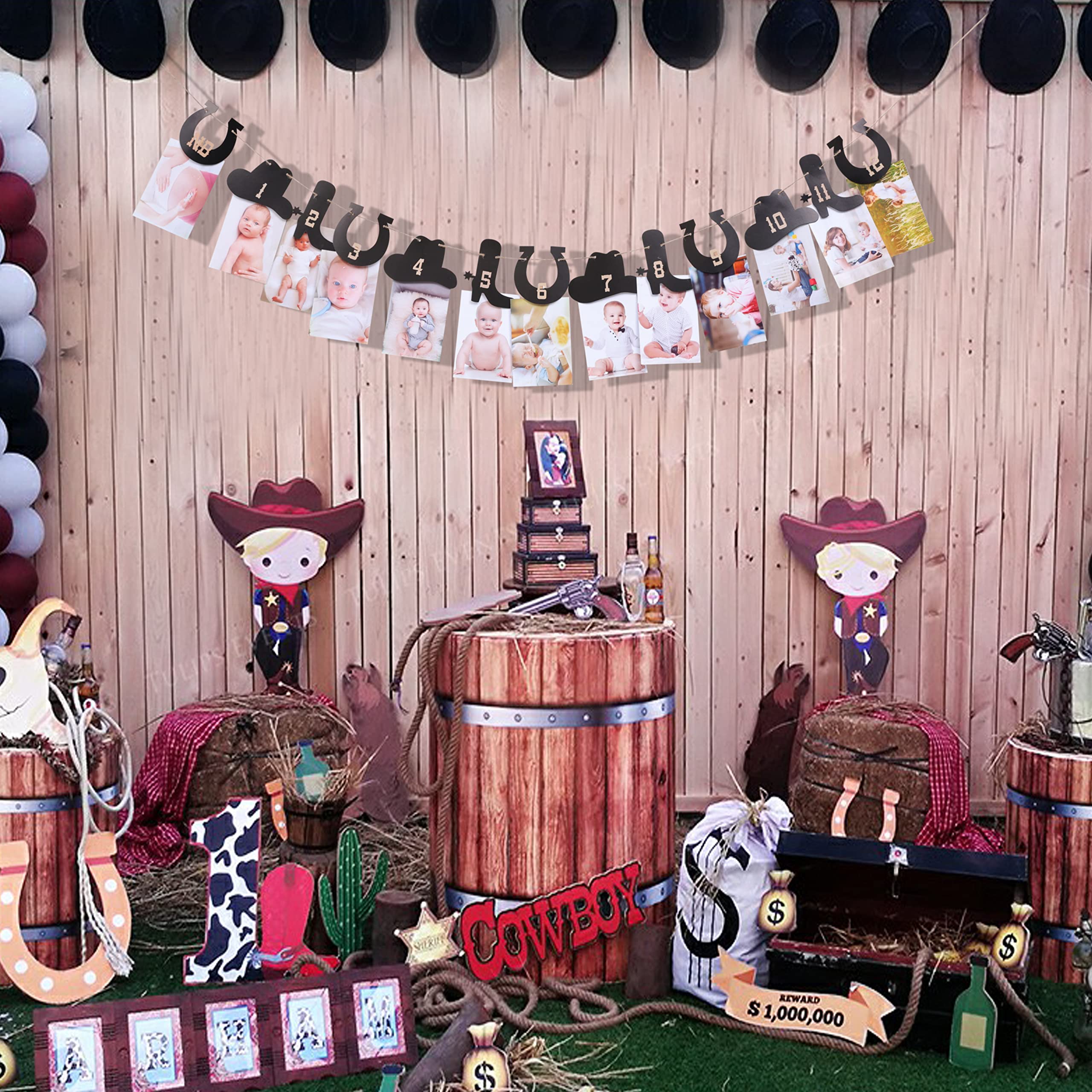 Cowboy Fotobanner Zum 1. Geburtstag – 13 Monats-Fotos, Bauernhof-Thema, Für Baby-Junge Oder -Mädchen