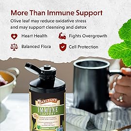 Barlean\'s Peppermint Olive Leaf Complex Liquid Immune Support Supplement, 95mg Oleuropein Antioxidants, 8 oz