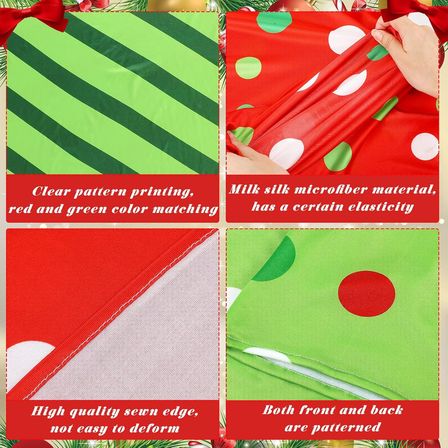 Moukeren Set of 6 Christmas Dining Chair Covers Green Red Christmas Chair Back Covers Xmas Chair Protector Slipcovers Washable Winter Dining Room Seat Covers for Home Hotel Kitchen Decorations