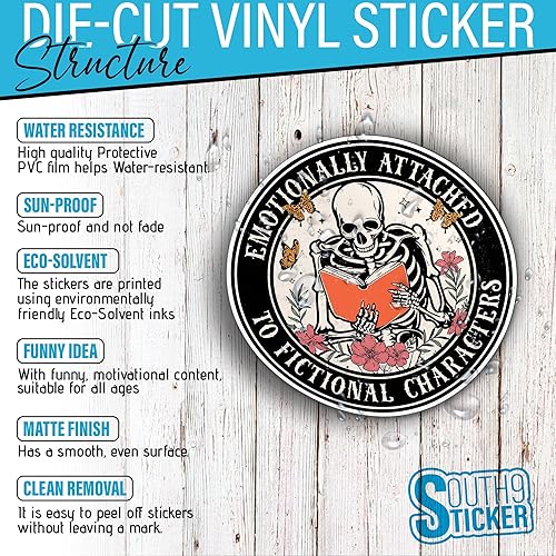 Miniatura 4 de (3 piezas) Pegatina de esqueleto para leer libros de 3 pulgadas, impermeable, troquelada, para lector de libros Bookish, Kindle, Booktok, Lector,