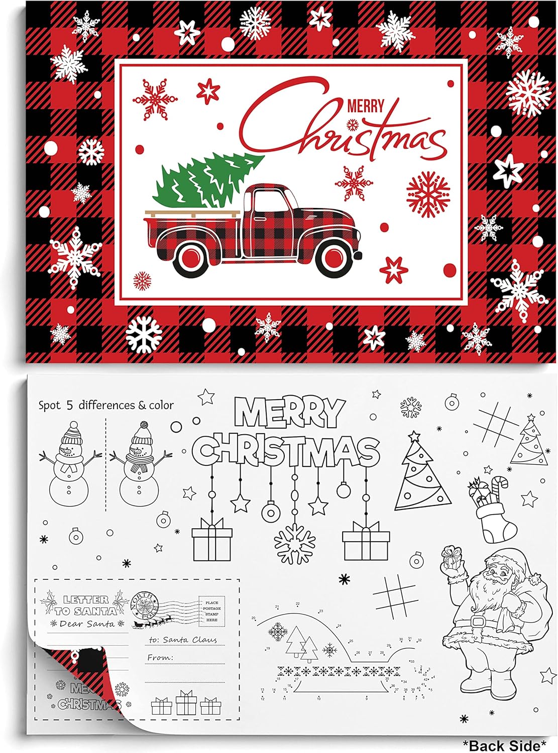 Christmas Paper Placemats, Double Sided with Kids Christmas