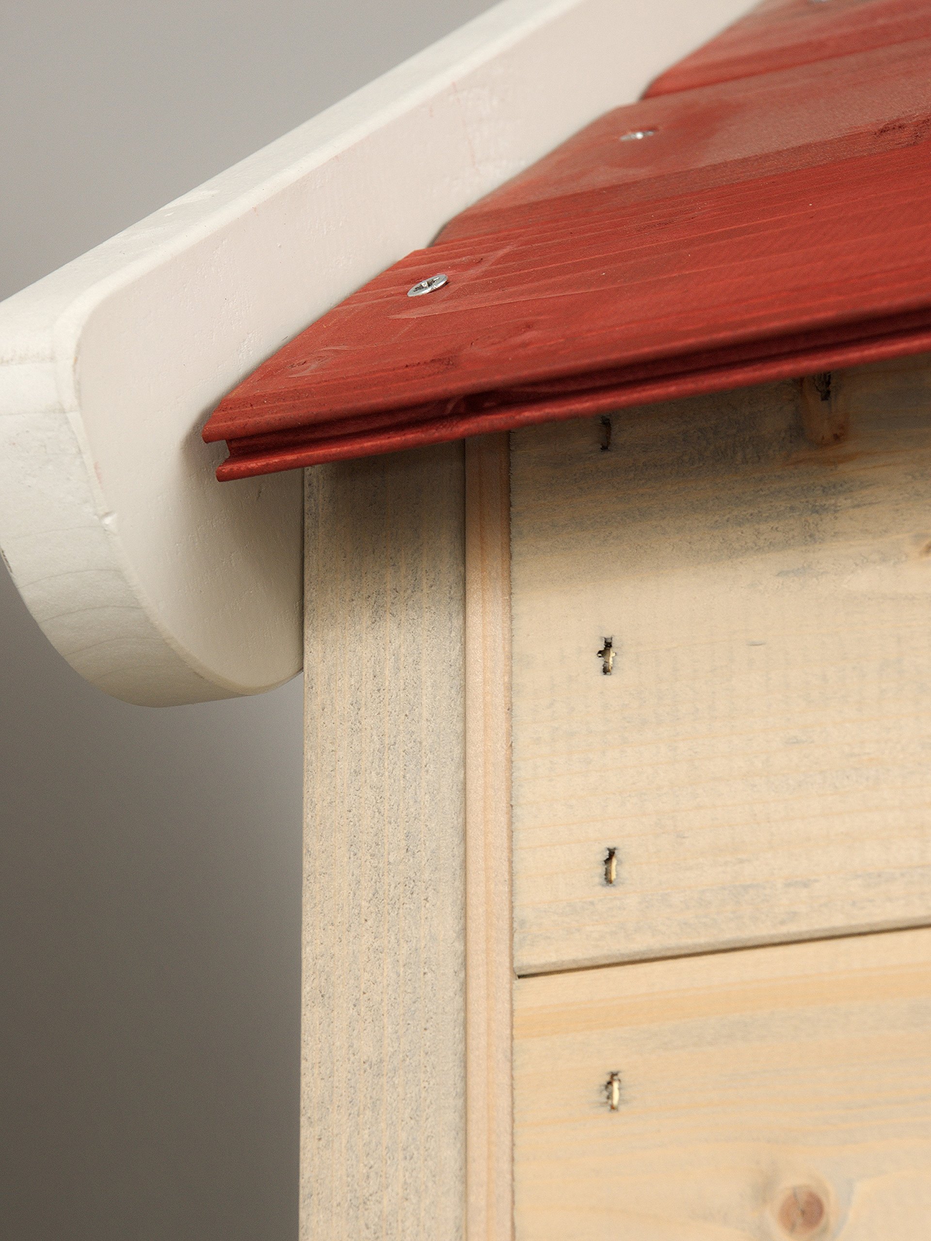 casetta in legno per bambini 120×120×155 cm, con porta, persiane, tettoia e pavimento, casetta da giardino in legno FSC resistente alle intemperie, rossa - M16R