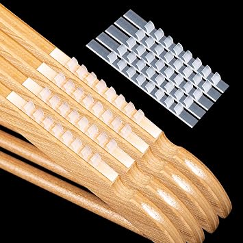 Clear Non-Slip Adhesive Strips for Wooden Hangers 200 Pcs - Anti-Skid Grip for All Hanger Types - 2.8x0.2 Inch, Ideal for Thicker Hangers - Easy-to-Apply Rubber Grippers 200
