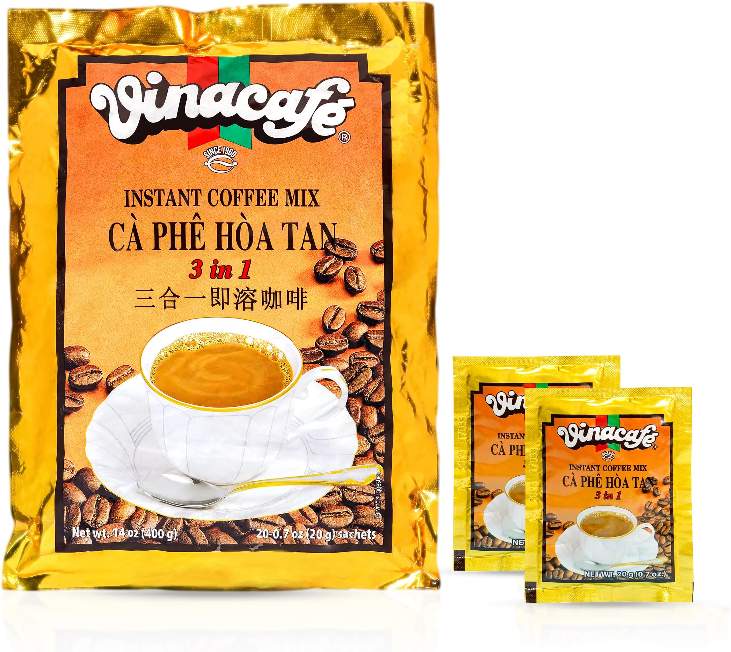 Vinacafe 3 in 1 Instant Coffee Mix 2-Pack (40 sachets total)