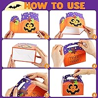 Vista 5 de JOYIN 24 cajas de golosinas de Halloween para dulce o truco, cajas de regalo de dulces de Halloween con asa, cajas de panadería, cajas de regalo