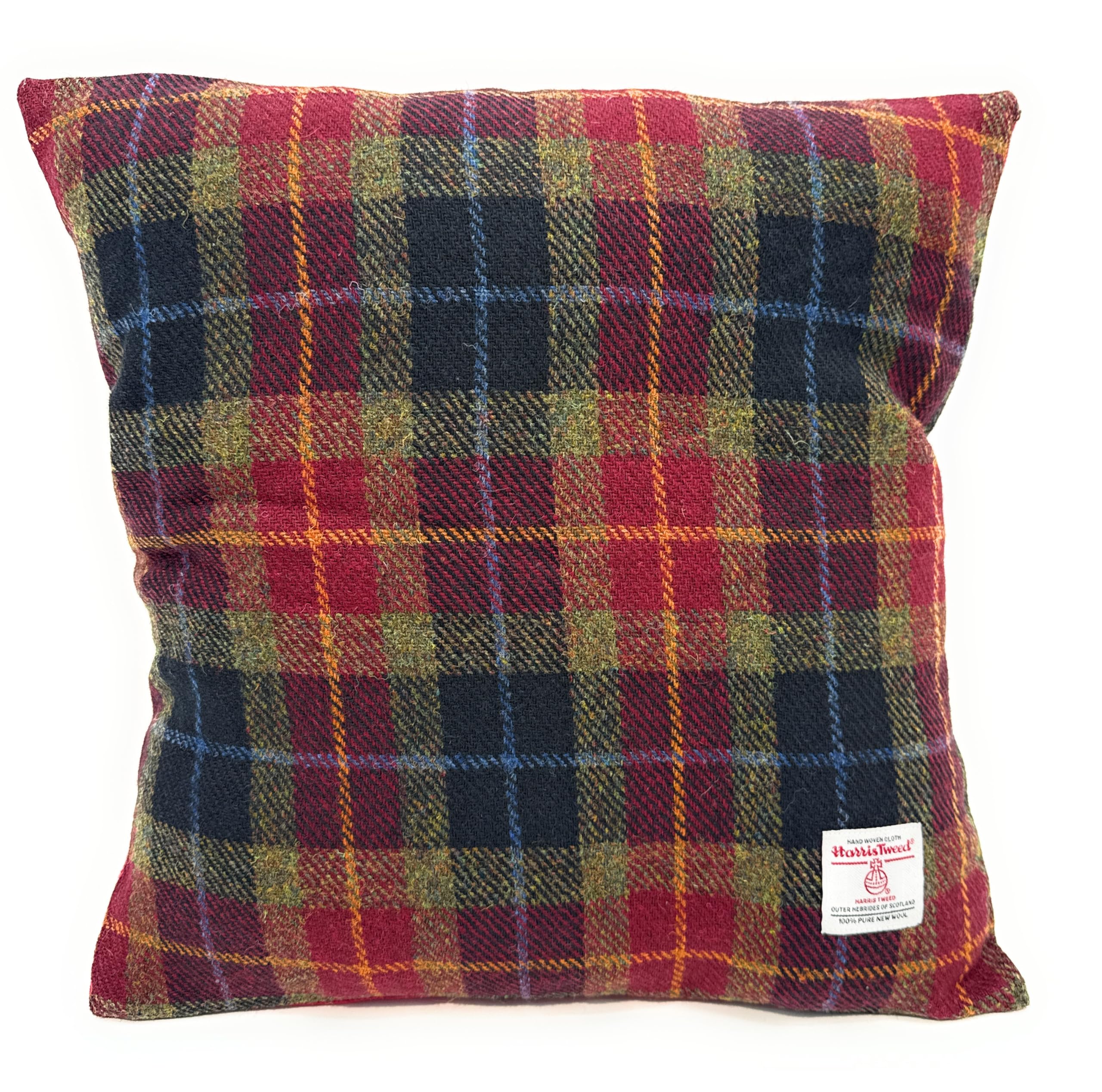 Tartan Tweeds Harris Tweed Square Cushion Cover With Velvet Back (Rust Check)