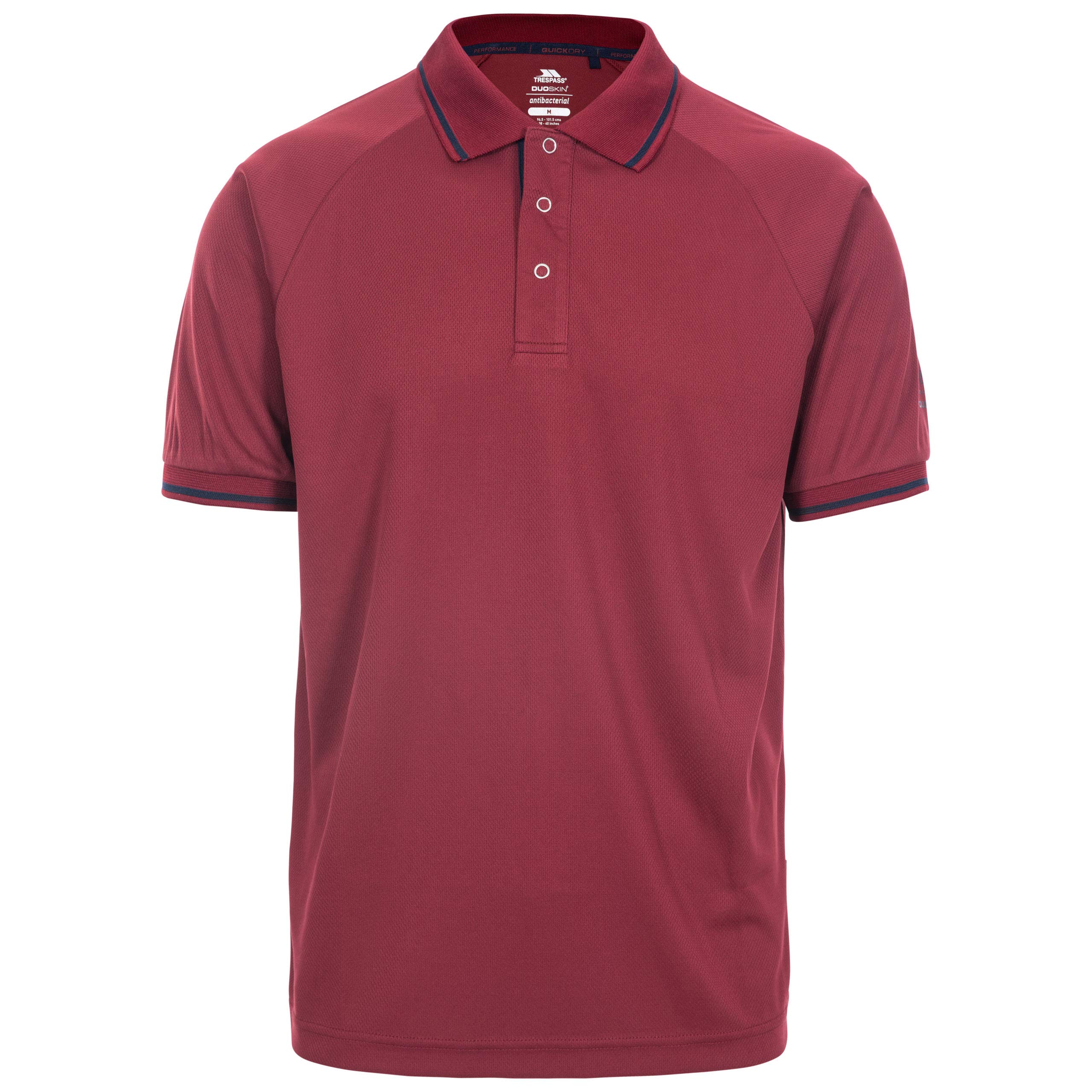 Trespass Men's Quick Dry Polo Shirt Bonington Red Small