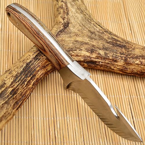 Miniatura 7 de WARIVO KNIFE Cuchillo de caza de espiga completa, cuchillo de gancho intestinal de 8 pulgadas, cuchillo de pelar para cazar, cuchillo de hoja fija
