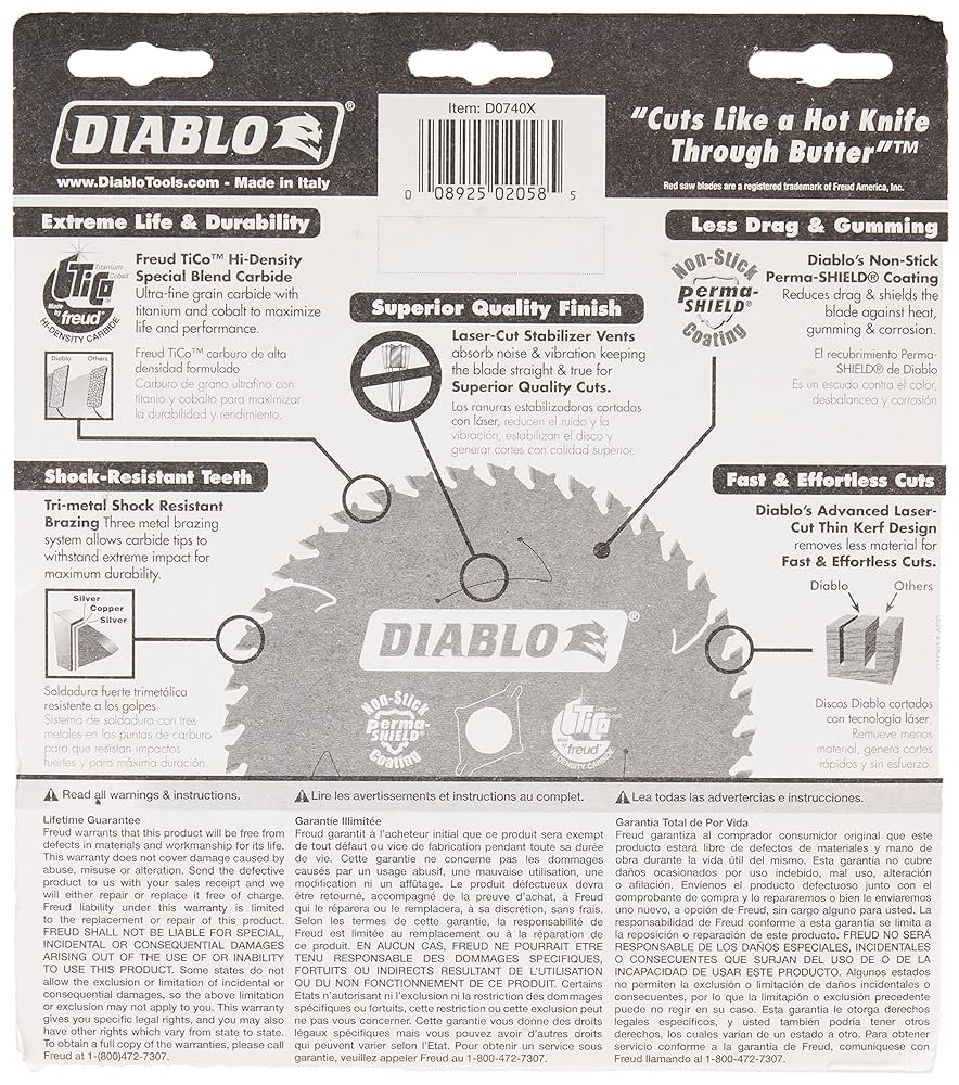 Diablo 7-1/4-Inch x 40 Tooth Finish Saw Blade - Ideal for