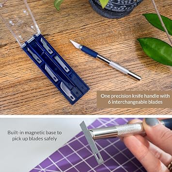 WA Portman Professional Exacto Knife Set Precision Craft Knife with 6 Assorted Carbon Steel Hobby Knives Set 7pc Xacto Blades for Carving, Modeling, Fondant and Sticker Cutting Polymer Clay Tool