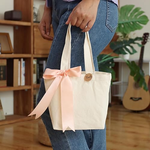 Miniatura 7 de Mini bolsas de lona de 10 x 8 x 3 pulgadas para pintura de tela, bolsa resistente de algodón, bolsas de regalo resistentes