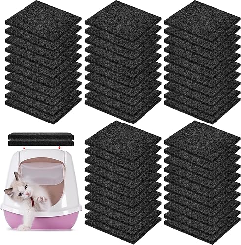 Frienda 50 filtros de carbón para caja de arena para gatos, filtro de repuesto de 6.5 x 6 pulgadas, filtros de olor de carbón activado de repuesto