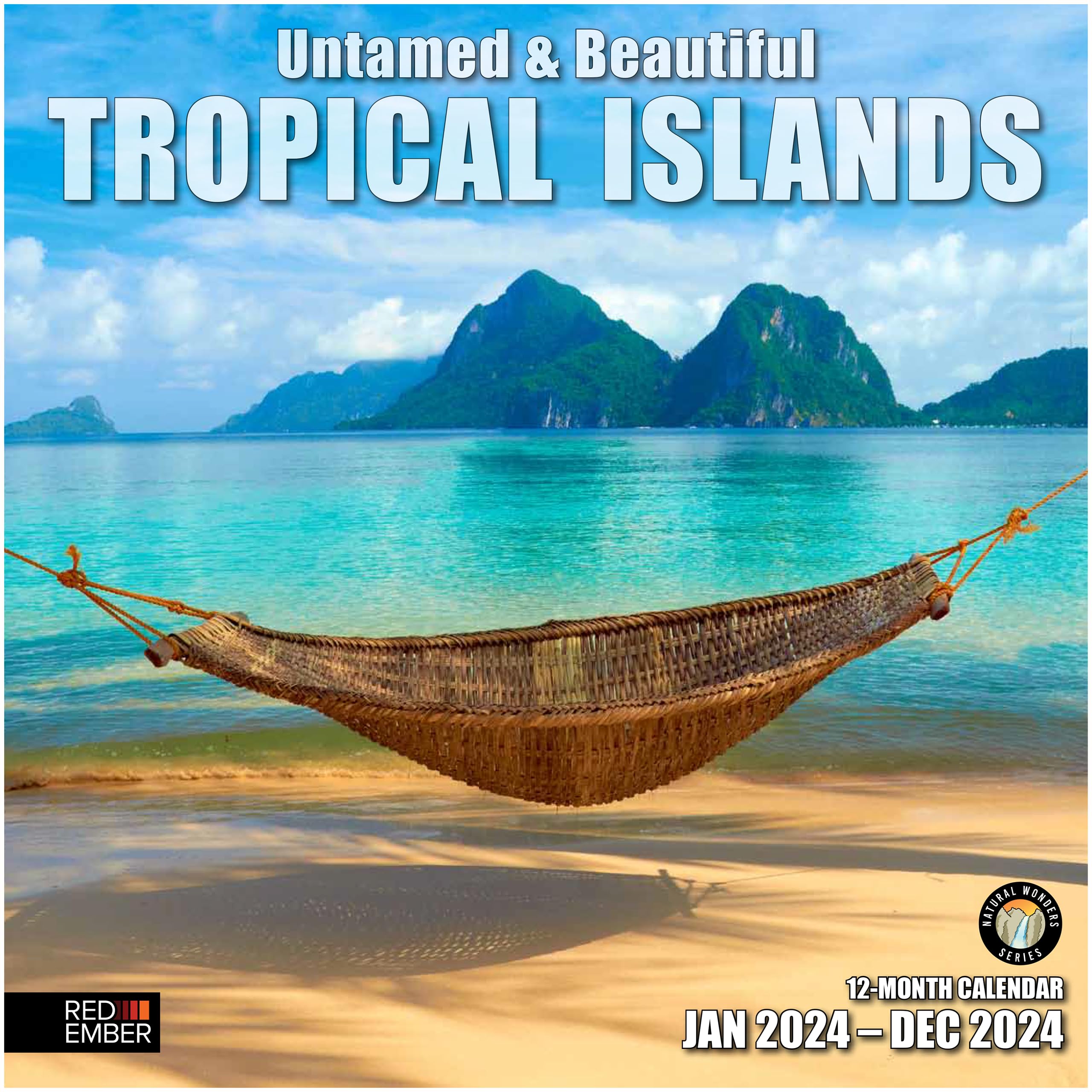RED EMBER Untamed & Beautiful Tropical Islands 2024 Hangable Monthly Wall Calendar | 12" x 24" Open | Thick & Sturdy Paper | Giftable | Scenic Beaches Nature Travel | Escape to Paradise