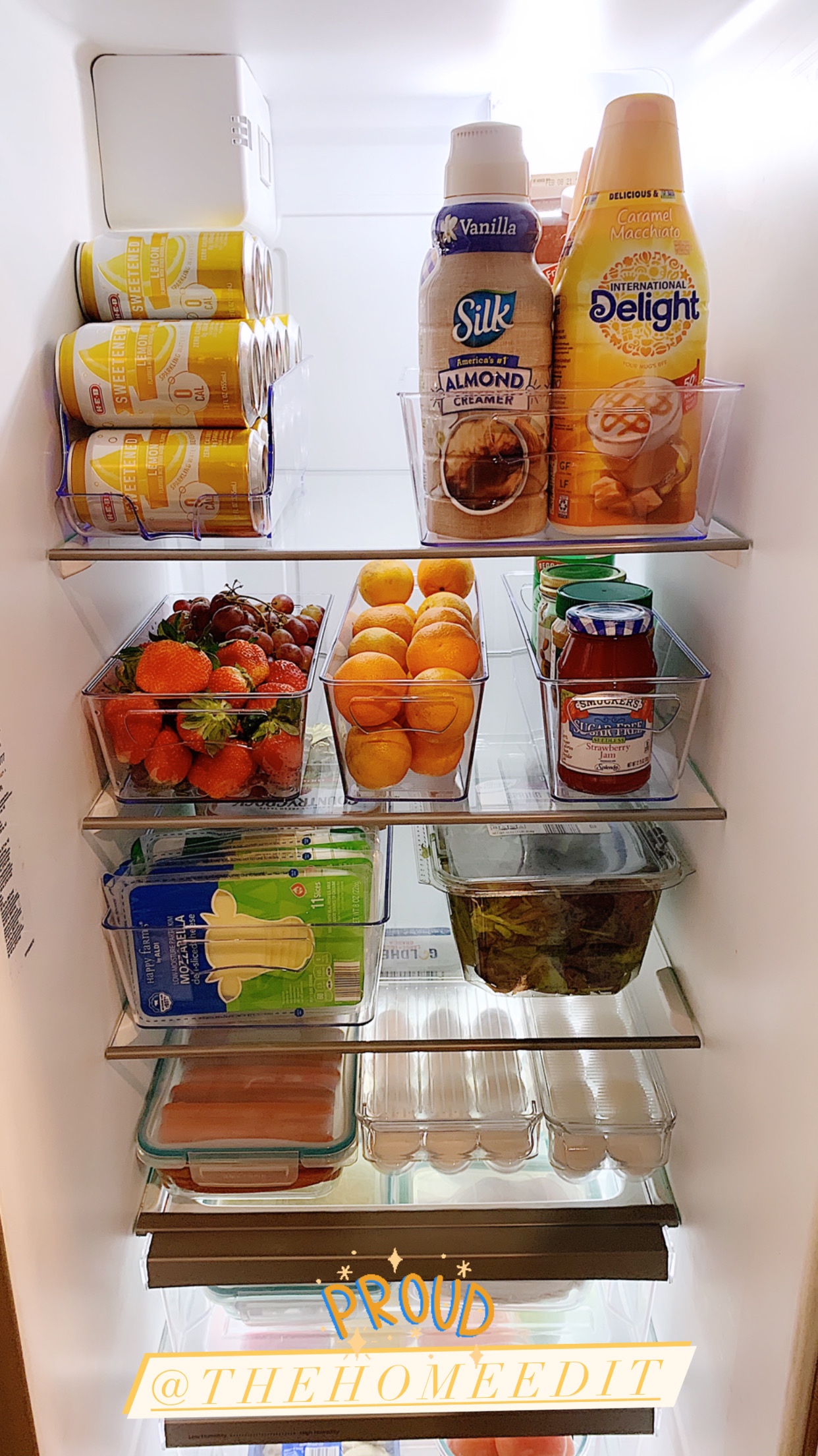 Clear Bins Organizing Fridge by Food Category
