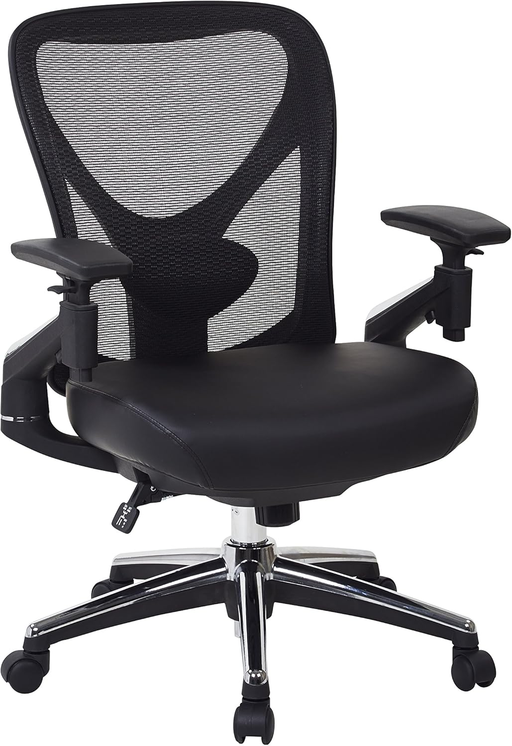 Office Star ProGrid Mesh Back and Bonded Leather Seat, 2to1 Synchro Tilt Control