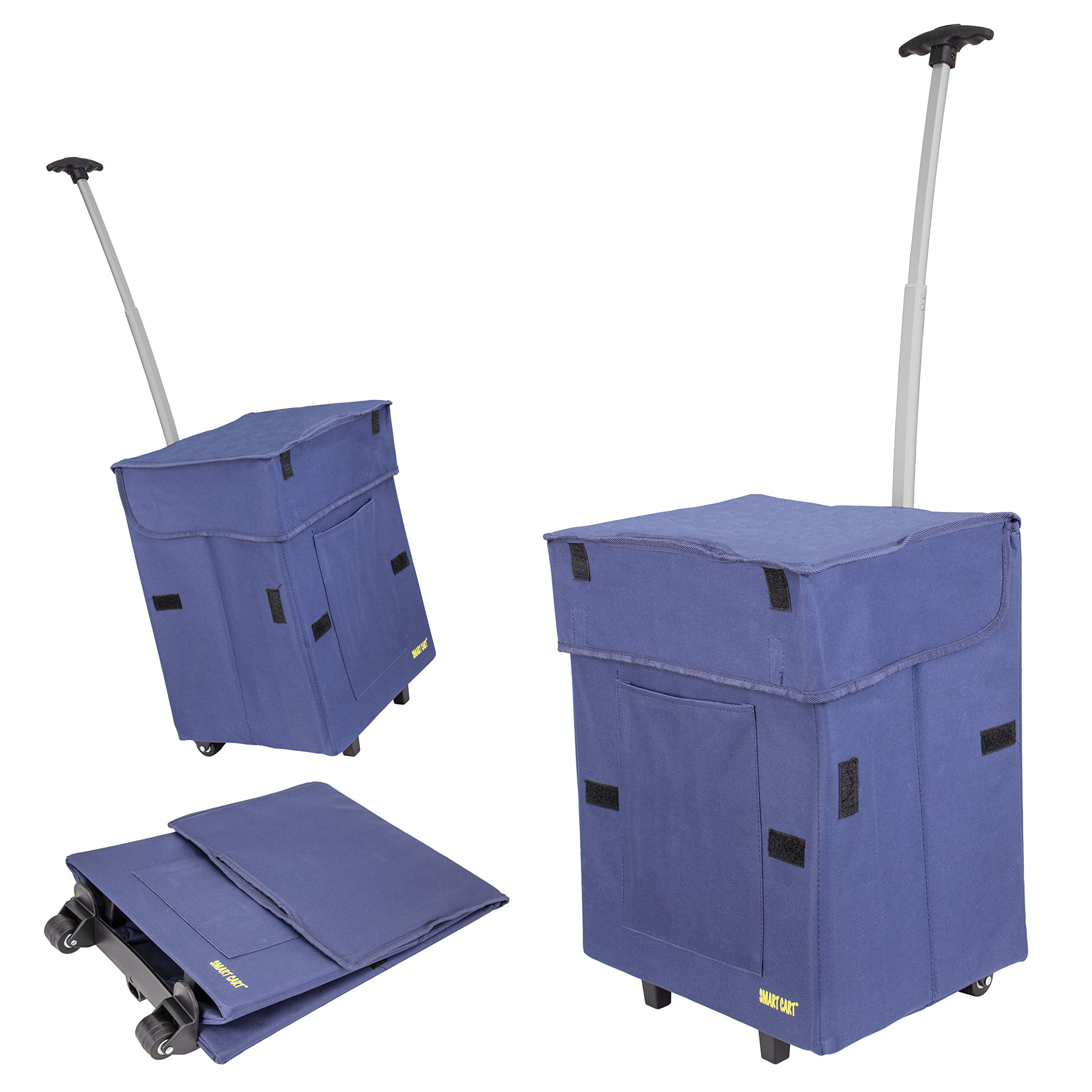 Buy dbest products Bigger Smart Cart, Blue Collapsible Rolling Utility Cart Basket Grocery