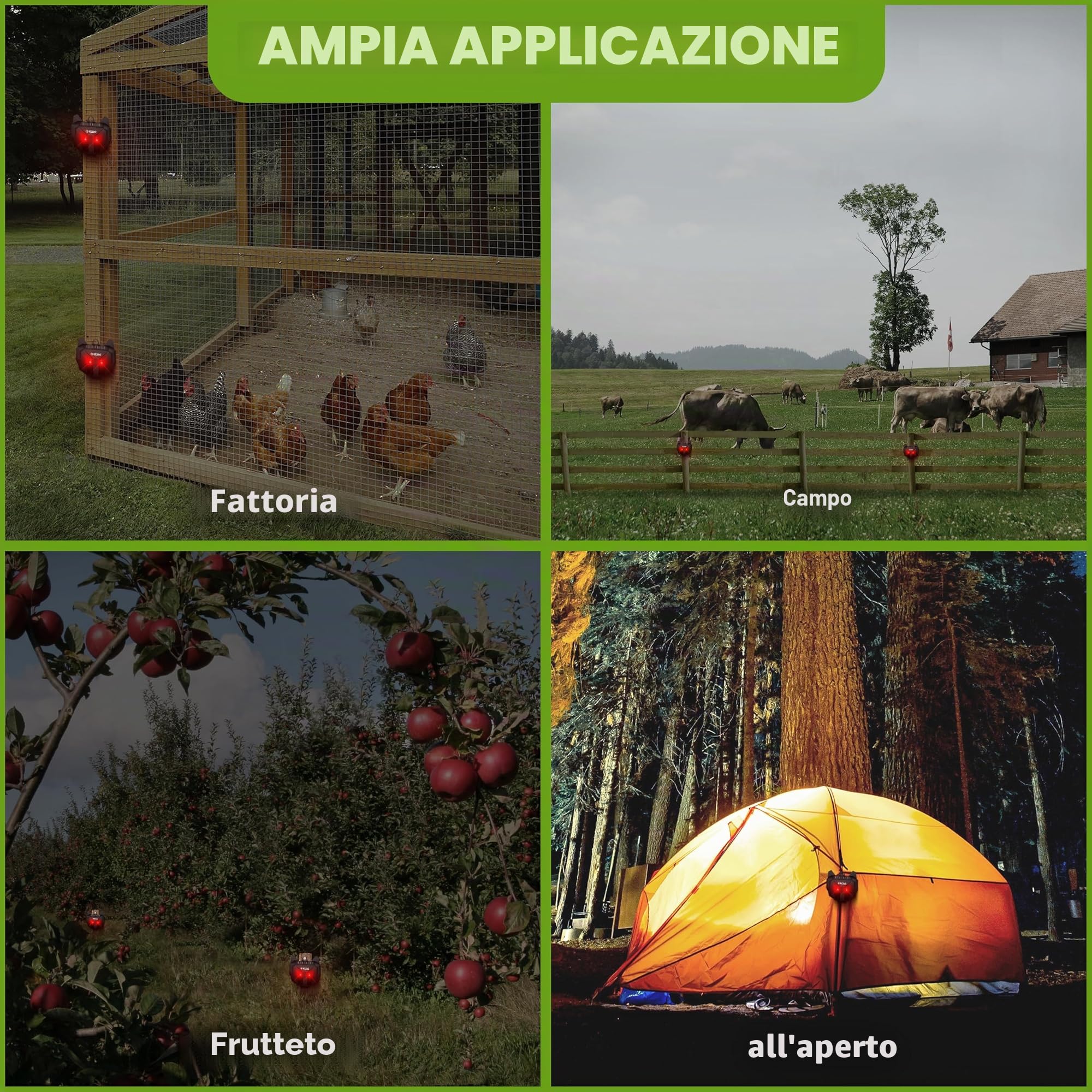 ISOTRONIC Repellente Solare Animali Selvatici LED Rosso, Dissuasore per Procioni Cervi Volpi Cinghiali, Raggio d'azione 40m², Deterrente Efficace Esterno e Giardino, Protezione Sicura (3 Unità)
