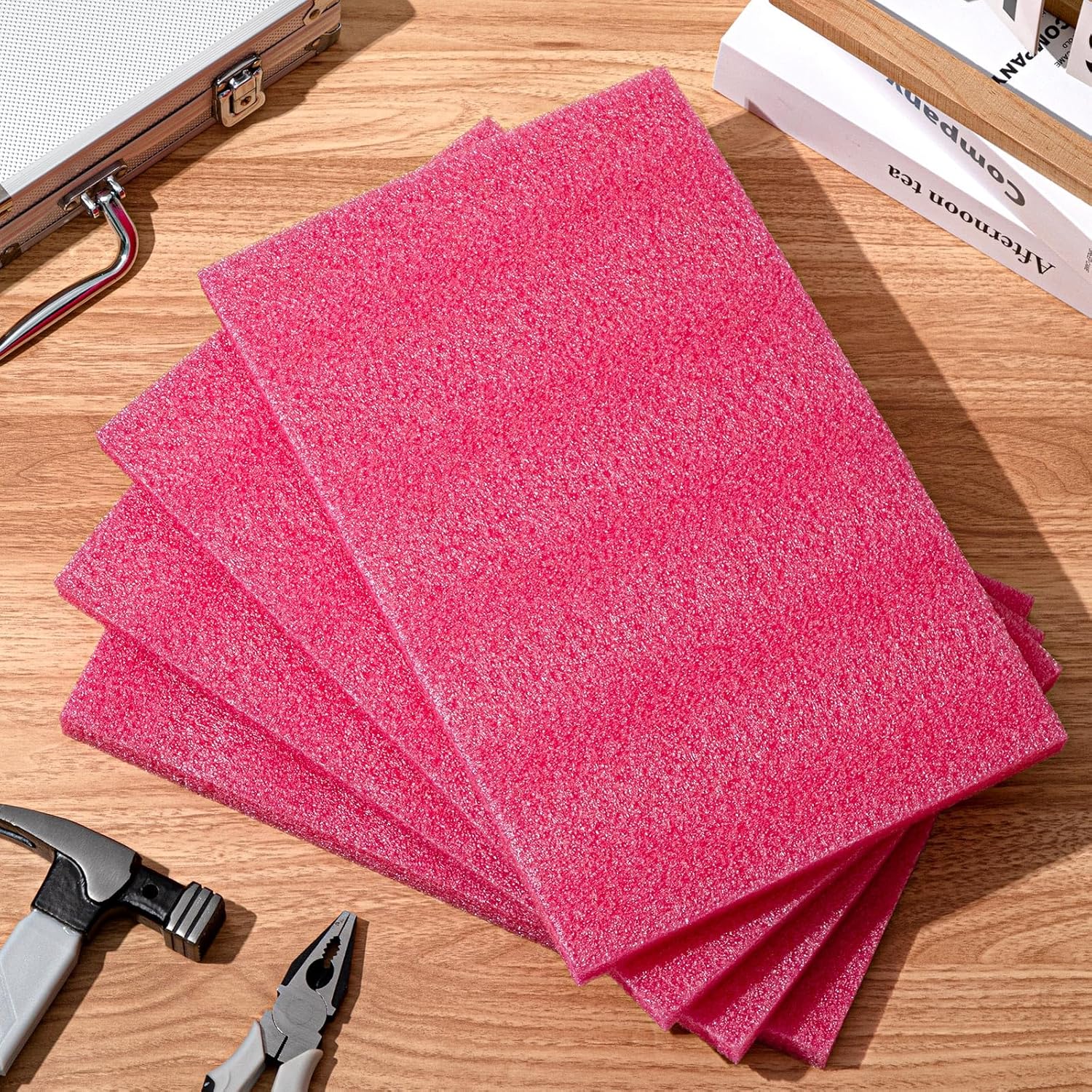 Pangda 4 Pcs 14.75 x 9.5 x 0.75 Inch Pink Polyethylene Foam Sheets Anti Static Foam Blocks Pad Cushion Cuttable Polyethylene Sheets for Reliable Packing and Craft Protection Shipping