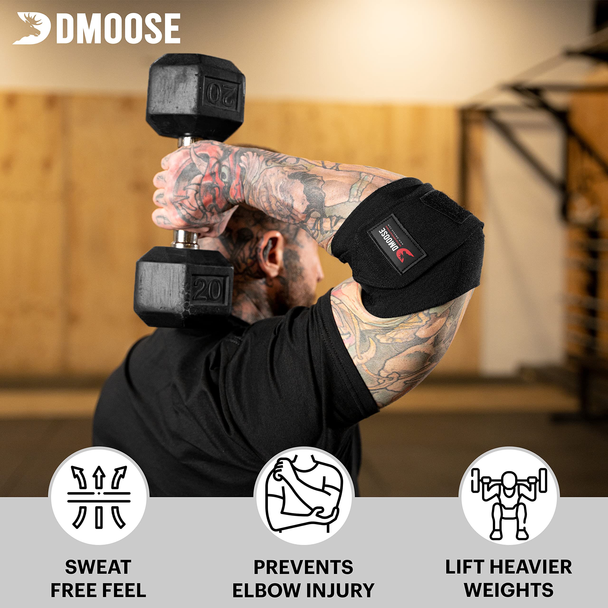 DMoose エルボーラップ ウェイトリフティング ベンチプレス クロストレーニ