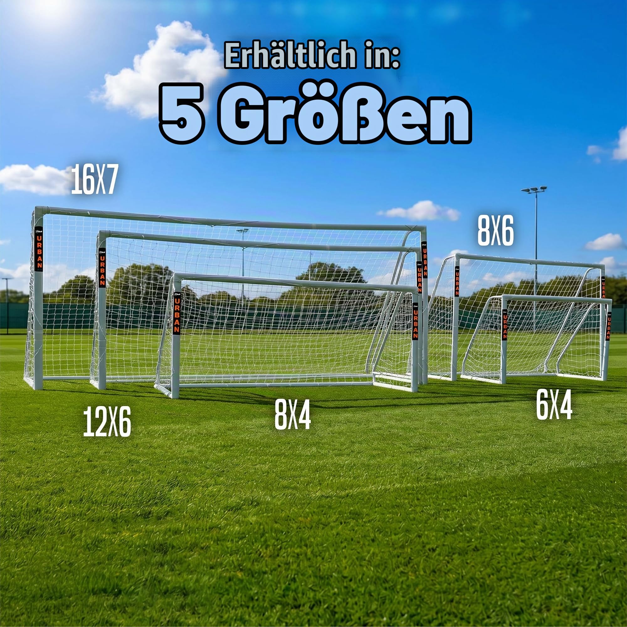 Football Flick Unisex-Jugend-Urban-Fußballtor, 6 x 4 Größe, Weiß