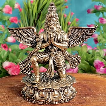 Handcrafted Brass Garuda Idol 4.5 Inch Sacred Garuda Murti | Solid Brass Hindu Spiritual Statue for Home Temple & Pooja Decor | Traditional Religious Idol | 280 Gram
