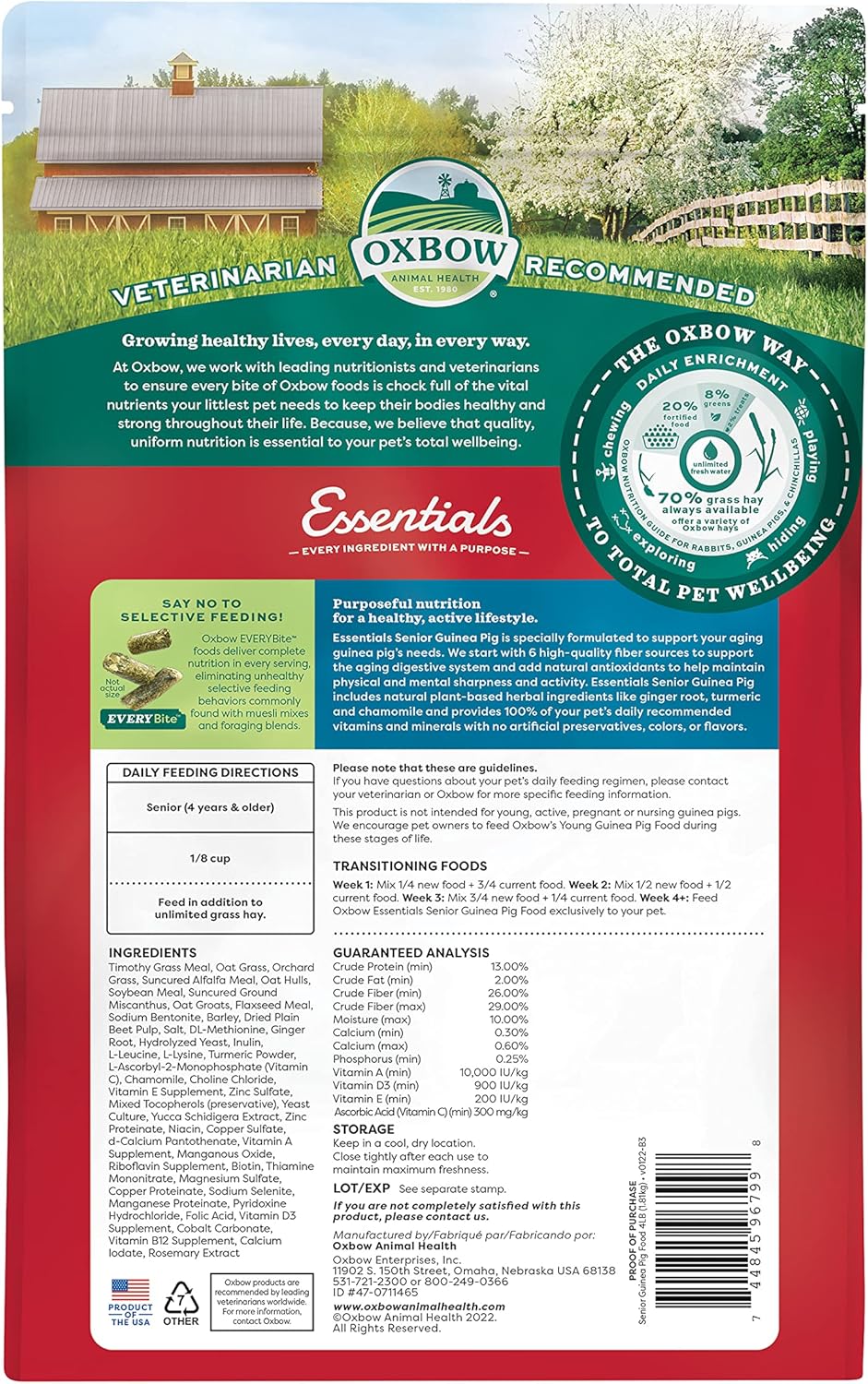 Oxbow Essentials Senior Guinea Pig Food – All Natural Food Pellets for Senior Guinea Pigs – 4 lb. Oxbow Essentials Senior Guinea Pig Food – All Natural Food Pellets for Senior Guinea Pigs – 4 lb.