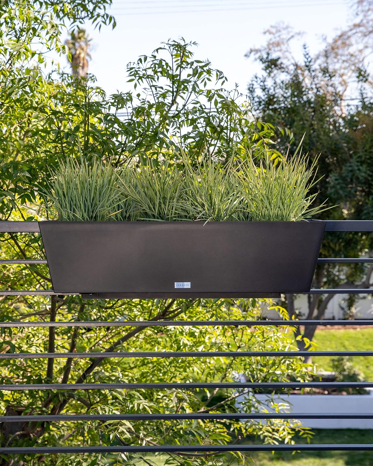 Veradek Brooklyn Rectangular Window Box Wall/Railing Planter (36 inch - 2 Pack, Black)