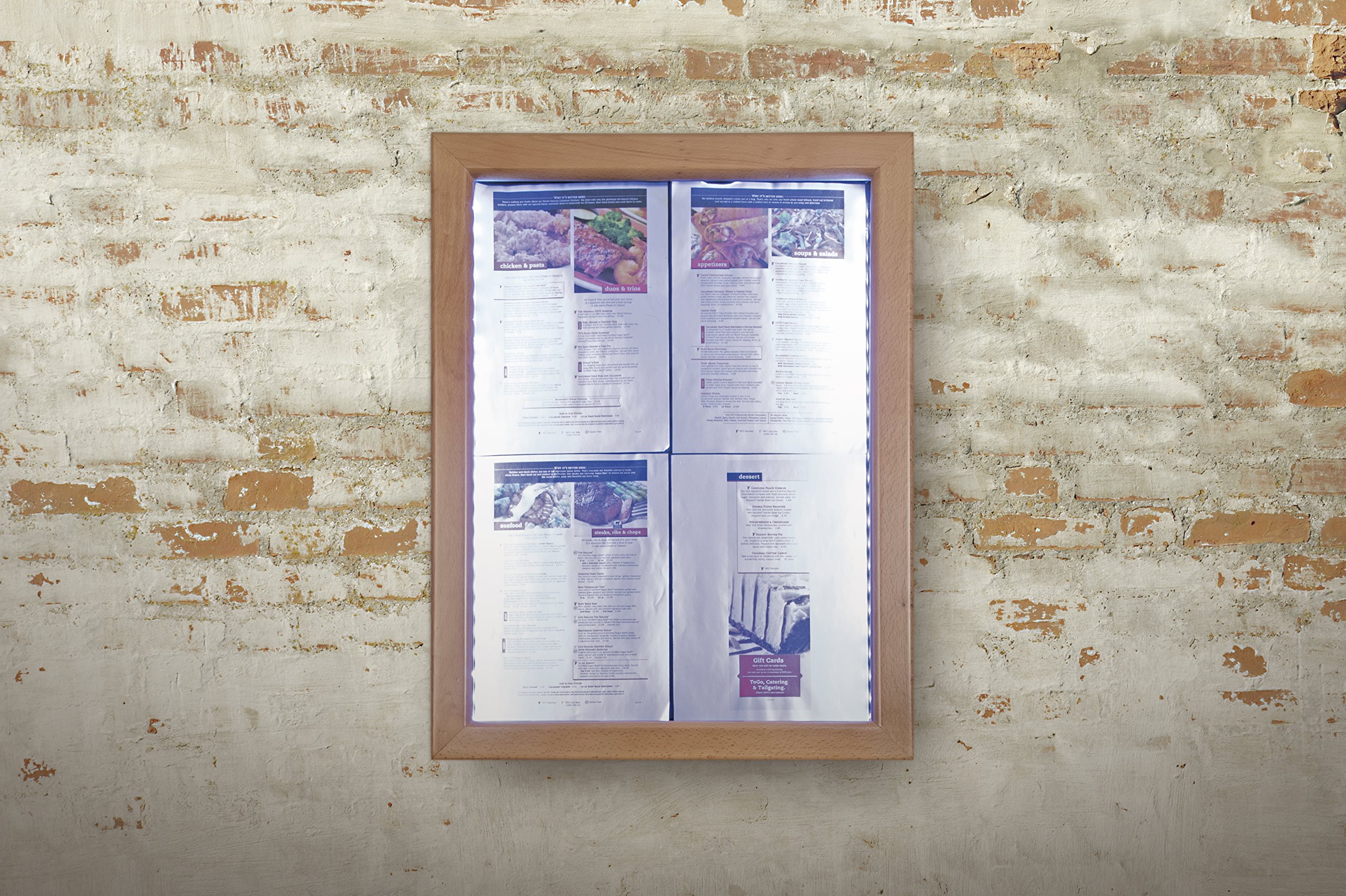 SECURIT - Pizarra LED Classic cristal pantalla de información - 4 x A4 (A2) | 68,5 x 53 x 5,5 cm, marco de Marrón (mcs - 4 a4-wldb), color madera
