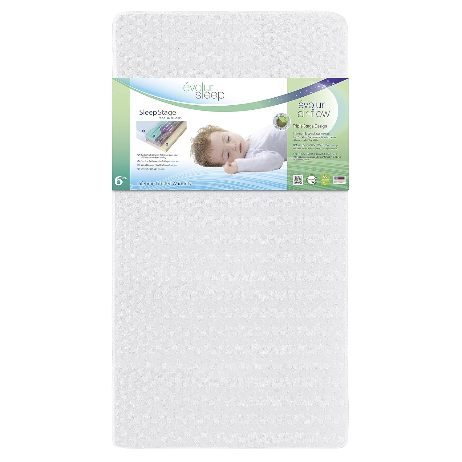 Evolur Natural Fiber Triple Stage Crib Mattress with Jordan Ubuy