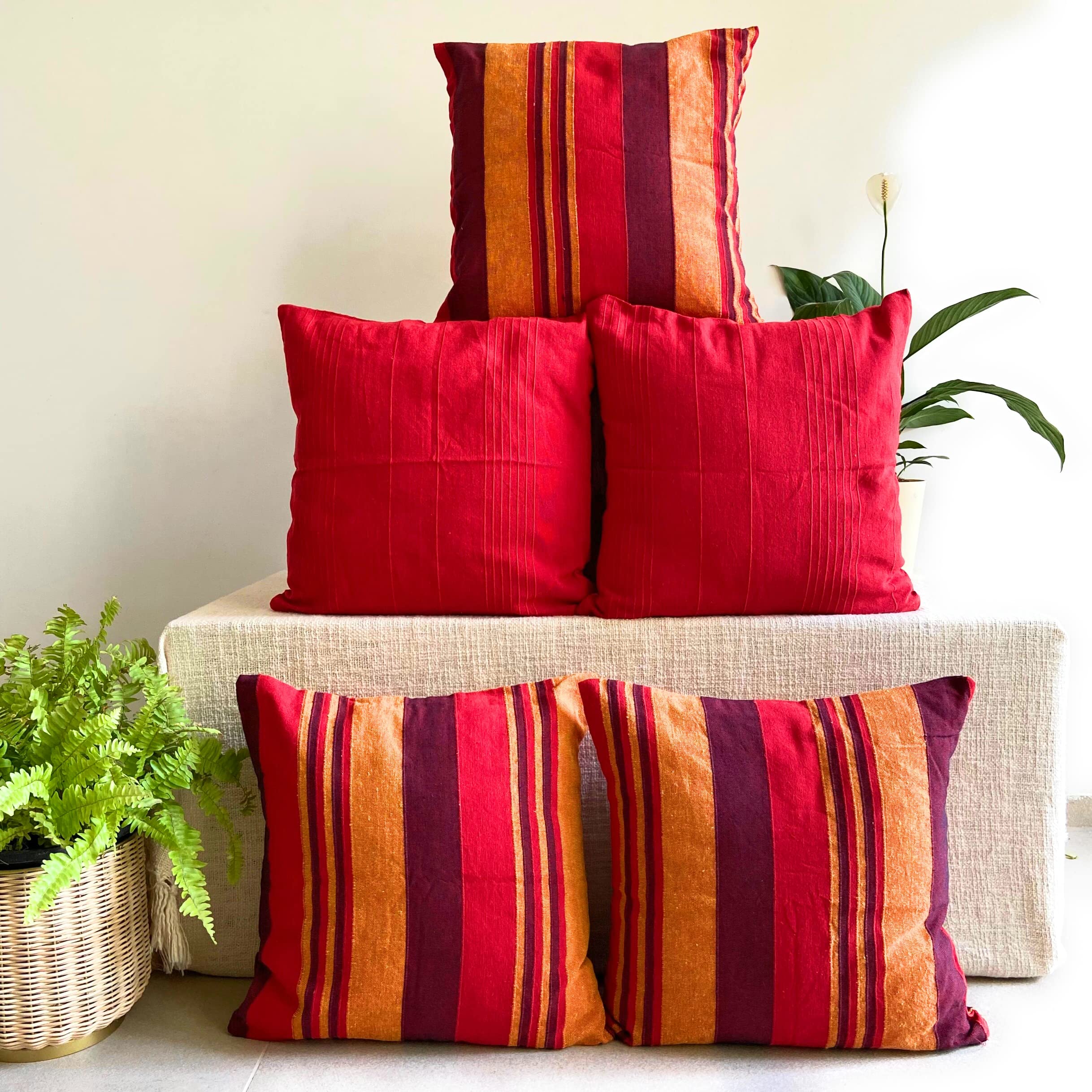 See full amazon price history chart for RANGBHAR Handloom Cotton Cushion Covers With Concealed Top Zip, Striped/Solid Cushion Covers For Living Room, 16 X 16 Inch, Red, Pack Of 5, 220 TC RANGBHAR Handloom Cotton Cushion Covers With Concealed Top Zip, Striped/Solid Cushion Covers For Living Room, 16 X 16 Inch, Red, Pack Of 5, 220 TC (B09THBW5YD) Amazon Price History, Amazon Price Tracker