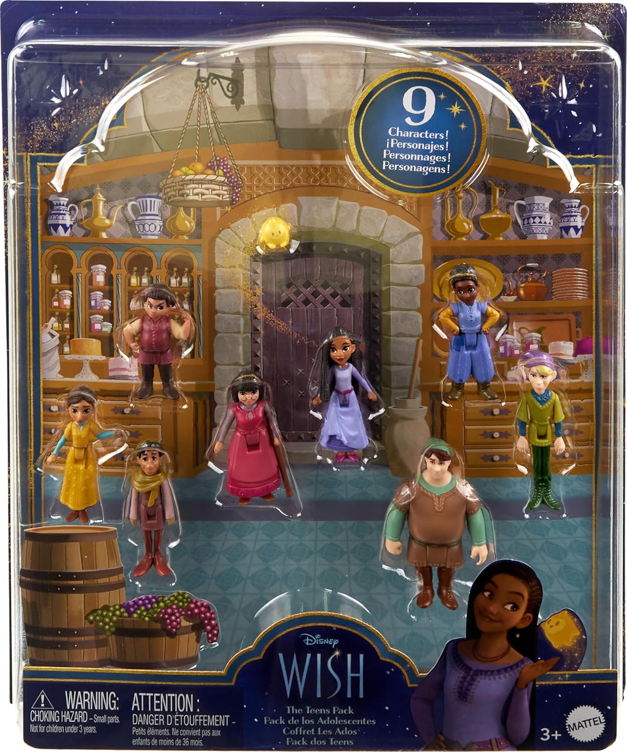 Mattel Disney Wish Toys, The Teens Mini Doll Set, 8 Posable Dolls & Star Figure, Signature Outfits Inspired by the Movie