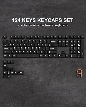 Womier Double Shot PBT Keycaps Set 138 Keys, Cherry Profile Custom Keycaps 60 65 75 100 Percent for 61/64/68/84/87/100/104/108 Retro Gaming Mechanical Keyboard, Black